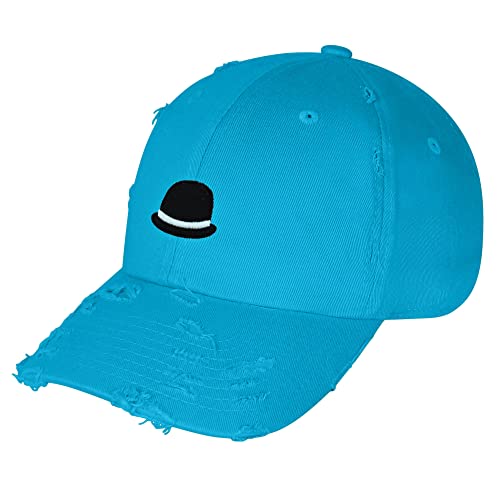 JPAK Bowler Hat Vintage Dad Hat Frayed Embroidered Cap Funny - color: Aqua