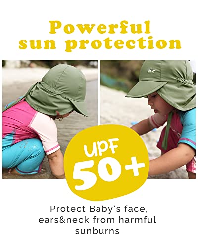 FURTALK Baby Sun Hat with Neck Flap UPF 50+ Toddler Quick Dry Swim Hat - color: Green, size: 0-6 Months