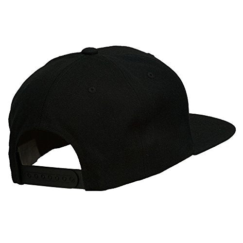 Big Diamond Outline Embroidered Flat Bill Black Cap - color: Navy