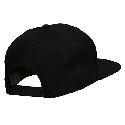 Big Diamond Outline Embroidered Flat Bill Black Cap - color: Navy