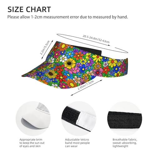 Unisex Adjustable Sports Sun Visor - color: Retro Flower