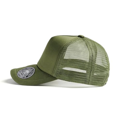 2-Pack Classic Foam Trucker Hat Summer Mesh Hat Lightweight Adjustable Back Buckle Strap - color: Black/Green