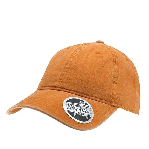 Classic Blank Dad Hat Cotton Adjustable Strap Baseball Cap - color: Pumpkin Orange Washed