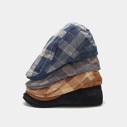 yolrdiw Classic Plaid Gatsby Ivy Flat Cap Cabbie Driving Newsboy Hat for Men Women Boy - color: Brown