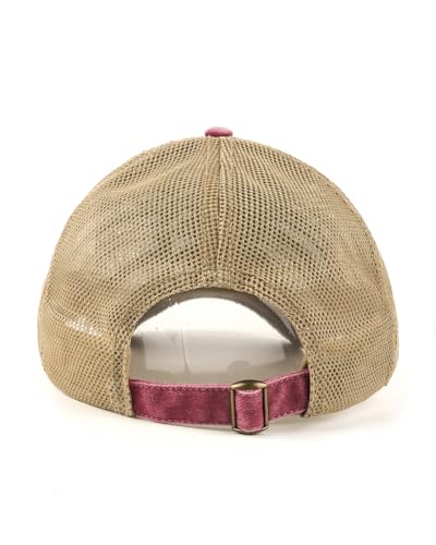 Zylioo XXL Trucker Hat for Big Heads, Washed Cotton Mesh Cap for Men Women - color: Wine Red