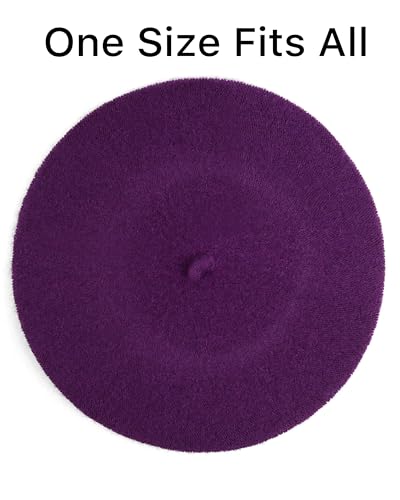 Parquet Solid Color French Beret Hat. Classic French, Casual and Chic Lightweight Cap for Women - color: Purple