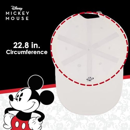 Disney Unisex Adult Disney Mickey Mouse Dad Hat, Adult Baseball Cap with Curved Brim - color: White