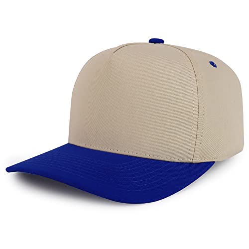 Trendy Apparel Shop Premium High Crown Cotton 5 Panel Pro Style Cap - color: Royal Stone