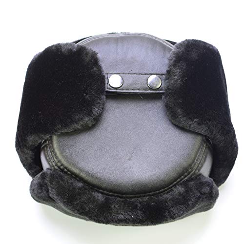 Russian Soviet Winter Fur Military Cossack Ushanka Leather Hat - size: XX-Large