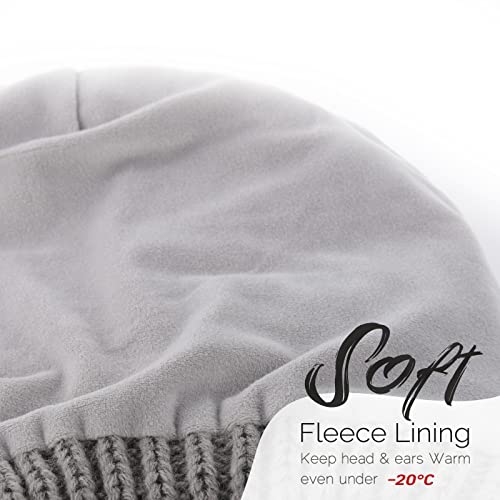 FURTALK Winter Hats for Women Fleece Lined Knit Beanie Hats Slouchy Warm Beanies Ski Skull Cap - color: Light Grey
