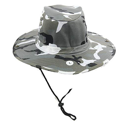 Bucket Sun Flap Hat Cap Fishing Hiking Army Military Snap Brim Neck Cover - color: City Camo, size: Medium