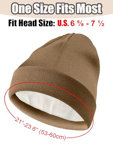 ROYBENS Warm Wool Beanie for Men Women, Thick Fleece Lined Knit Winter Hat - color: 1pcs-light Coffee