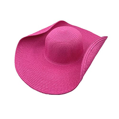 Big Beach Hats for Women Foldable Summer Wide Brim Packable Oversized Sun Hat Lady Girl Travel Straw Cap - color: Rose Red