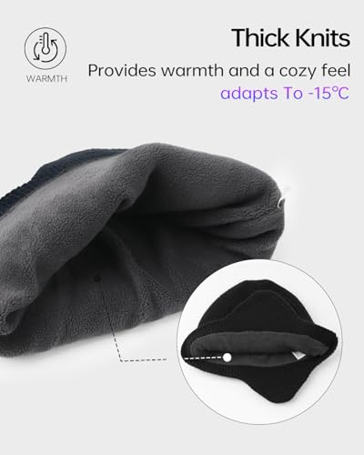 Zylioo XXL XL L Beanie for Big Heads Men Women, Ear Flap Winter Knit Hat - color: Black+gray+navy, size: Medium-Large