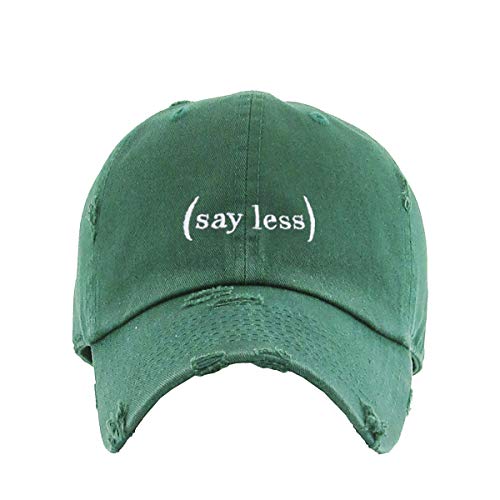 Say Less Do More Vintage Baseball Cap Embroidered Cotton Adjustable Distressed Dad Hat - color: Hunter Green