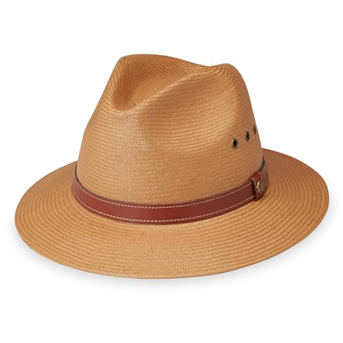 Wallaroo Men's Avery Fedora - UPF 50+ Sun Protection, Wide Brim Sun Hat, Designed for Air Flow | 2 Colors/Sizes - color: Camel, size: Medium-Large