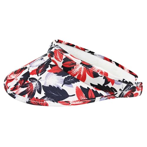 Cotton Visor Hat Women Men Clip-on Visors Hats Adjustable Outdoor Sports Golf Beach Wide Brim Sun Cap - color: Leafb-red