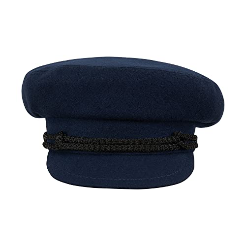Sterkowski "Maciejówka Model 3" Fisherman Style Fiddler Cap | Wool Fiddler Cap for Men and Women | Warm Wool Captain Cap - color: Navy Blue, size: 7 1/8