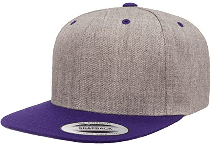 Mrlahat 6089 Yupoong Yp by Flexfit 6-Panel Structured Flat Visor Classic Snapback Cap with Black Bandana - color: Heather / Purple