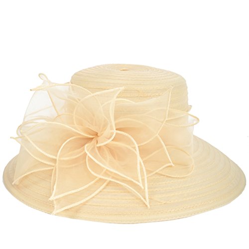 Kentucky Church Derby Dress Cloche Hat Sweet Cute Floral Bucket Hats - color: Leaf-apricot