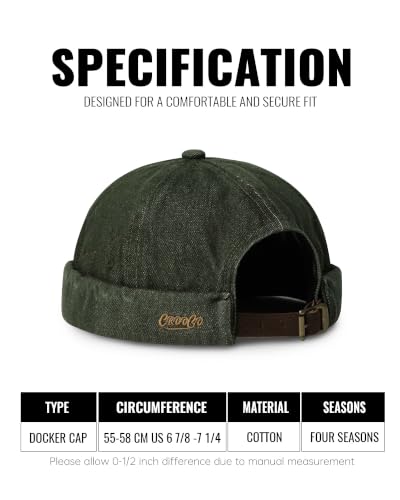 Clakllie Cotton Docker Hat Brimless Hats for Men Retro Sailor Skullcap - color: Fma2503-green