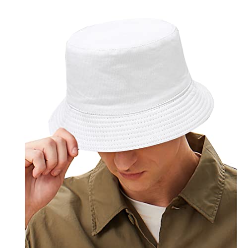 Unisex Bucket Hat Beach Sun Hat Aesthetic Fishing Hat for Men Women Teens, Reversible Double-Side-Wear - color: Silver White