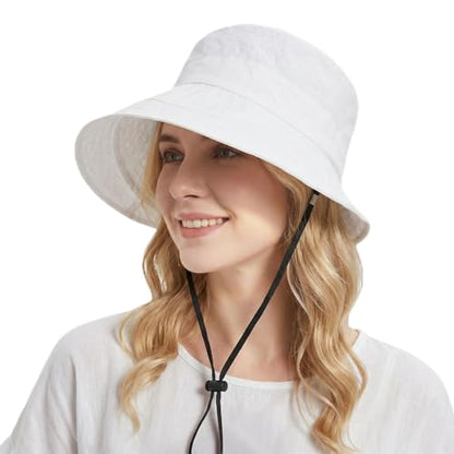 Waterproof Bucket Hats for Women Packable White Rain hat Sun Hat