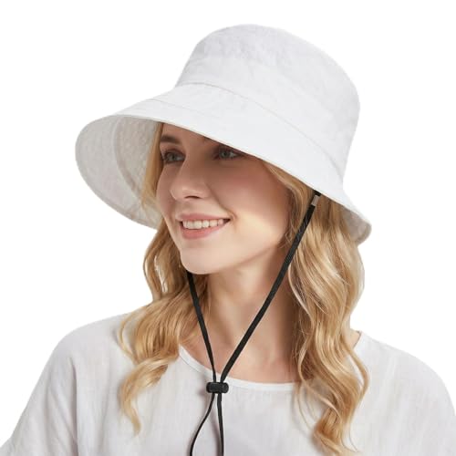 Waterproof Bucket Hats for Women Packable White Rain hat Sun Hat