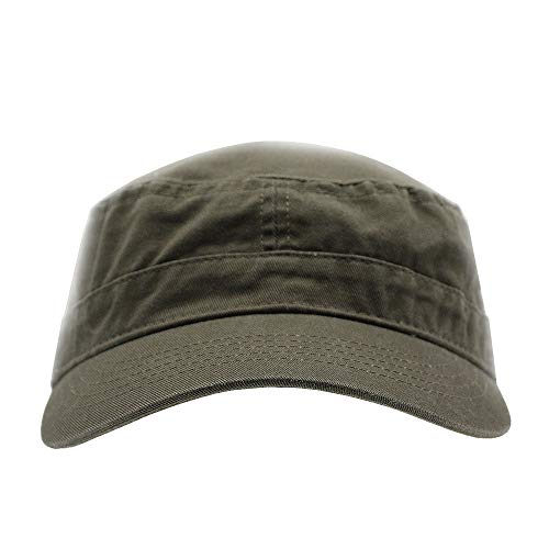 The Vintage Year Heavy Stitch Washed Cotton Cadet Hat Military Army Cap - color: Olive Mesh, size: One Size