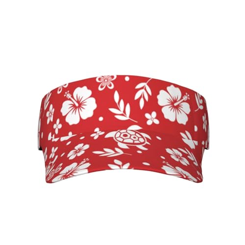 Stylish Visor Cap, Adjustable Lightweight Sun Hat for Men Women Teens - Sports, Beach, Golf, Tennis - color: Hibiscus Pattern With Turtle Pattern 1