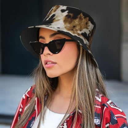 Bucket Hat for Men Women Packable Sun Hats Fisherman Outdoor Summer Travel Hiking Beach Caps - color: Cowhide