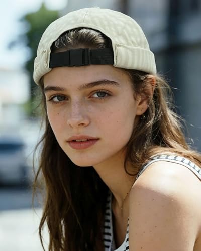 Croogo Checked Brimless Hat Lightweight Quick Dry Docker Cap for Men - color: Beige