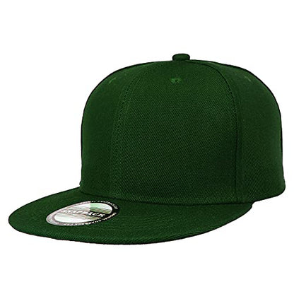 Falari Wholesale 12 Pack Snapback Hat Cap Hip Hop Style Flat Bill Blank Solid Color Adjustable Size - color: 12-pack Hunter Green