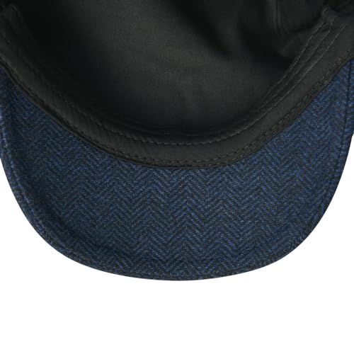 FEINION Men Wool Blend Flat Cap Tweed Newsboy Ivy Hat - color: Herringbone Navy