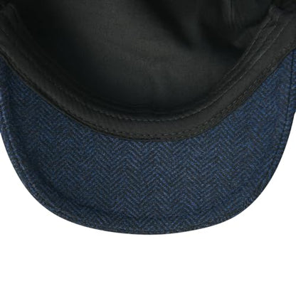 FEINION Men Wool Blend Flat Cap Tweed Newsboy Ivy Hat - color: Herringbone Navy