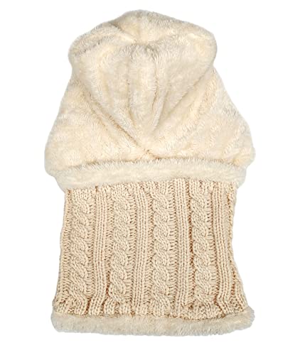 HUAMULAN Women Winter Knit Beanie Hats One Piece Fleece Lined Balaclavas - color: Beige
