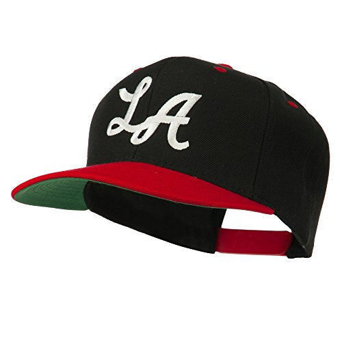 e4Hats.com LA Embroidered Snapback Cap - color: Black Red