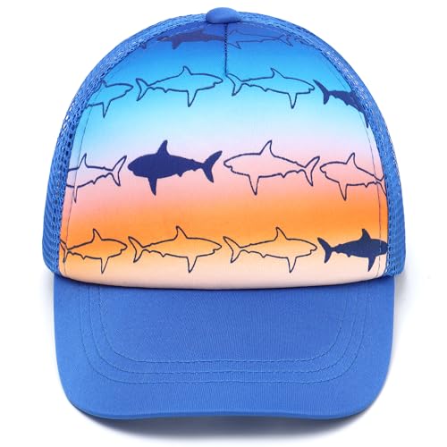 Duoyeree Toddler Baseball Hat, Dinosaur Mesh Adjustable for 0-8T Kids - color: 1d-p-gradient Shark, size: 0-12 Months