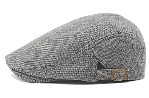 DIYDECAL Mens Flat Cap Newsboy Cap Adjustable Ivy Driving Scally Hat for Men Women - color: Dark Grey