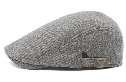DIYDECAL Mens Flat Cap Newsboy Cap Adjustable Ivy Driving Scally Hat for Men Women - color: Dark Grey