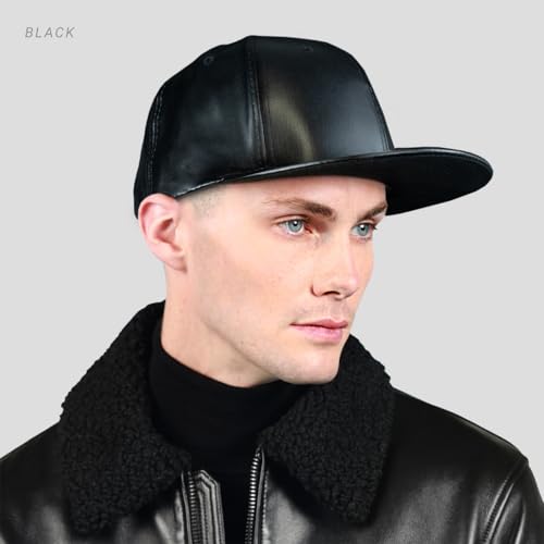 CHOK.LIDS PU Leather Flat Brim Snapback Hat Hip Hop Baseball Cap - color: Leather Light Grey