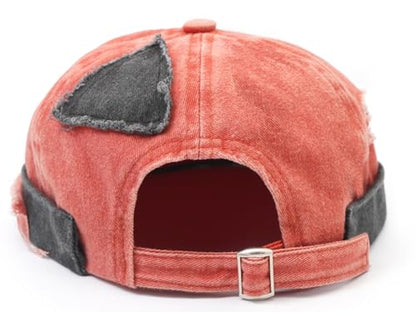 Mens Sailor Hats Brimless Denim Docker Caps Beanie - color: Orange