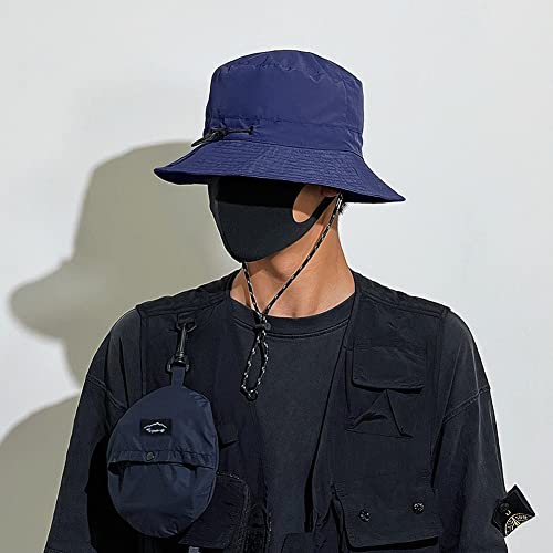 Waterproof Bucket Hat for Women and Men - UV Protection Beach Sun Hat Fishing Safari Boonie Hat Rain Hat Adjustable Packable - color: Navy Blue - Waterproof