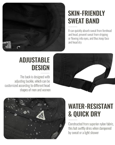 Clakllie Quick Dry Short Brim Hats for Men 5 Panel Running Hat Waterproof Baseball Cap Outdoor Hiking Hat Flat Bill Cadet Cap - color: Cdus-ddy1-black
