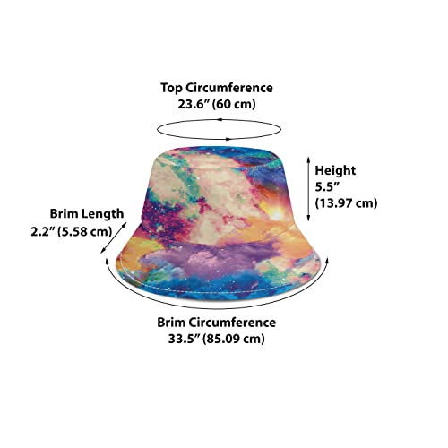 WIRESTER Reversible Bucket Hat Unisex Girl Women Men for Summer Outdoor Travel - color: Bright Pastel Galaxy