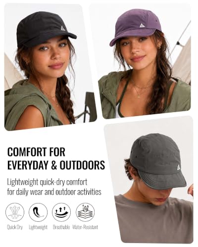 Croogo Quick Dry Short Brim Baseball Cap 5 Panel Lightweight Running Hat - color: Ddy1-purple