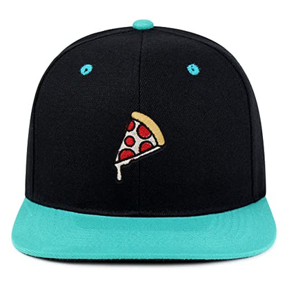 JPAK Pizza Hip-Hop Snapback Hat Embroidered Baseball Cap Foodie - color: 15. Black/Aqua