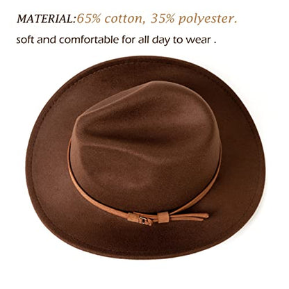Western Cowboy Hat Wide Brim Outdoor Fedora Hat - color: Z-coffee