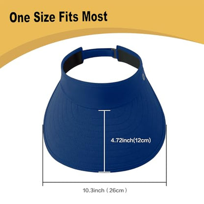 WANDER Sun Visor Hat Wide Brim Packable Large Beach Cap for Women - color: Royal Blue