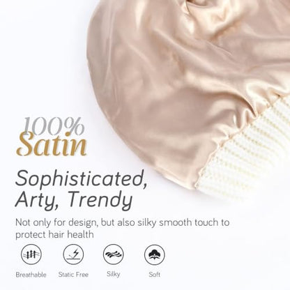 FURTALK Winter Beanie Hat for Women Satin Lined Cable Knit Chunky Slouchy Beanies Skull Warm Cap - color: Beige